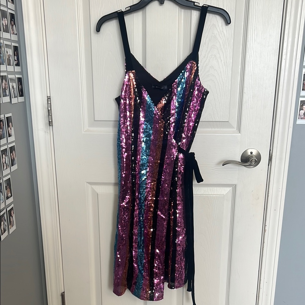 Zara Multicolor Sequin Midi Dress